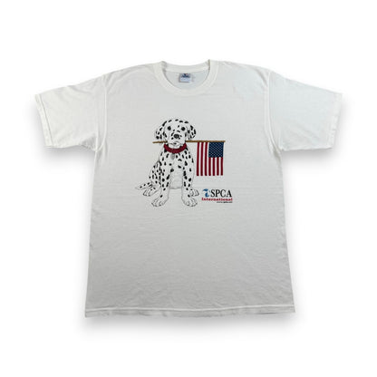 00s 星条旗 犬 SPCA ダルメシアン YAZBEK spcai Tシャツ 白 L o-u-2505-024