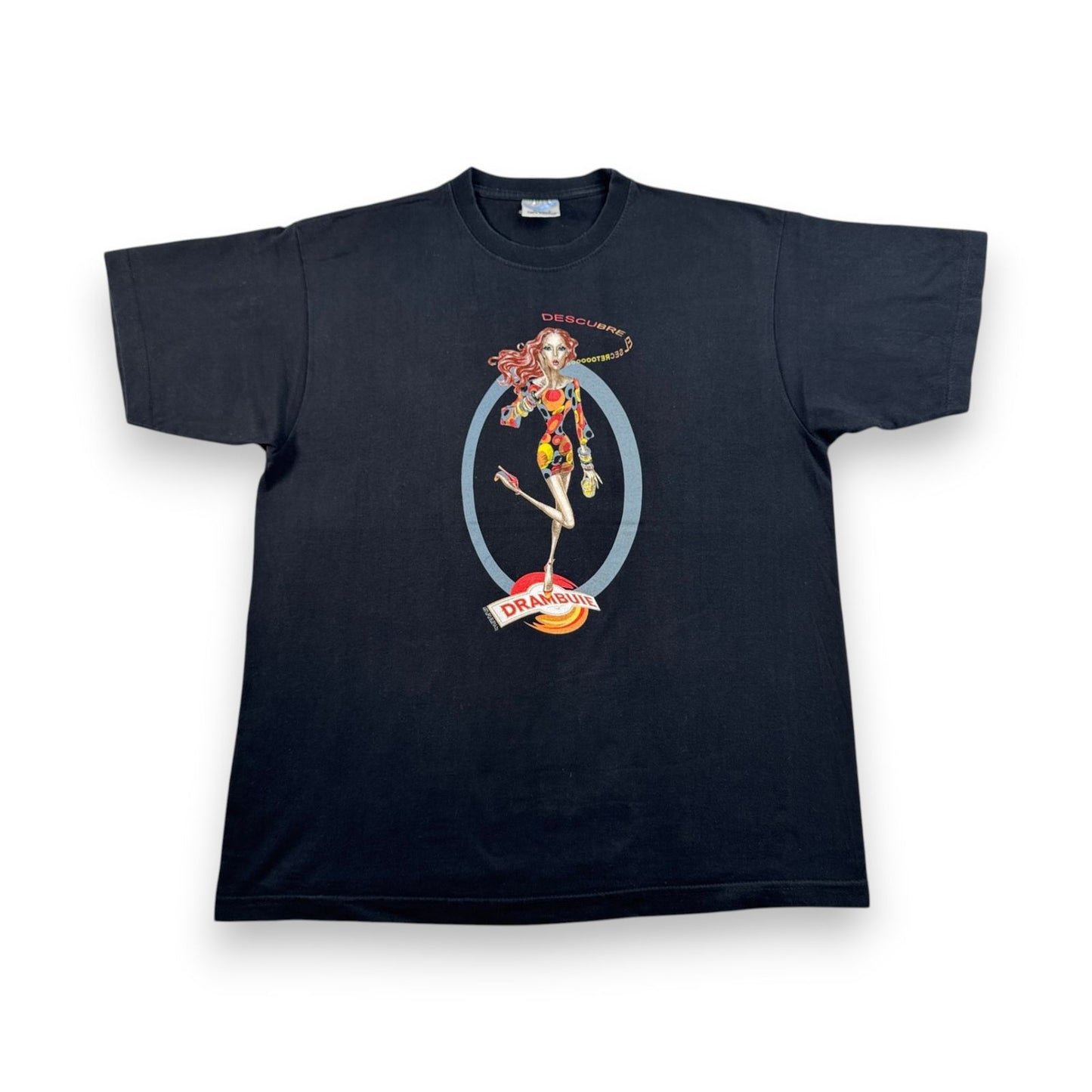 00s Drambuie ドランブイ ウイスキー プロモT スコットランド スペイン L 黒 descubre Tシャツ o-u-2505-022