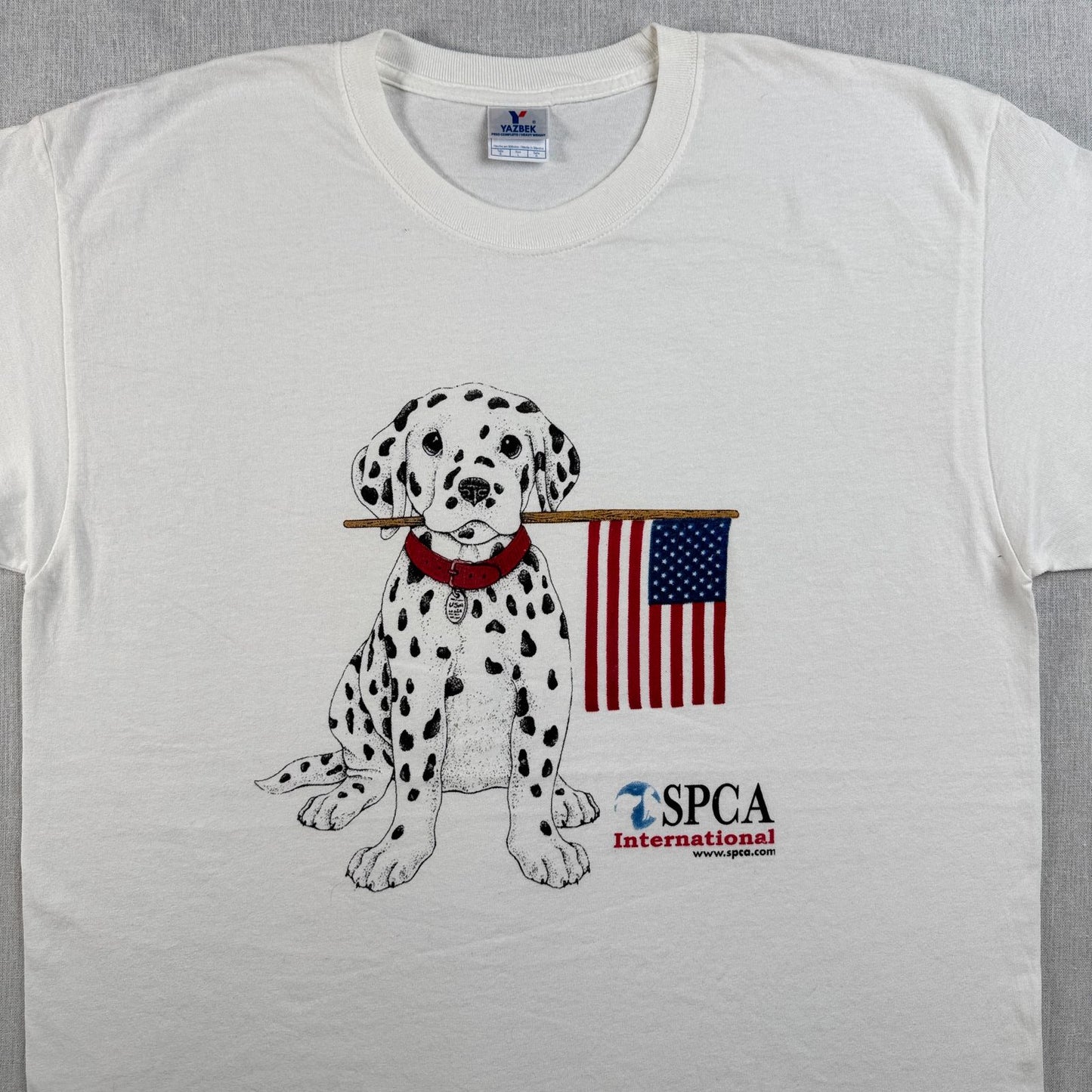 00s 星条旗 犬 SPCA ダルメシアン YAZBEK spcai Tシャツ 白 L o-u-2505-024