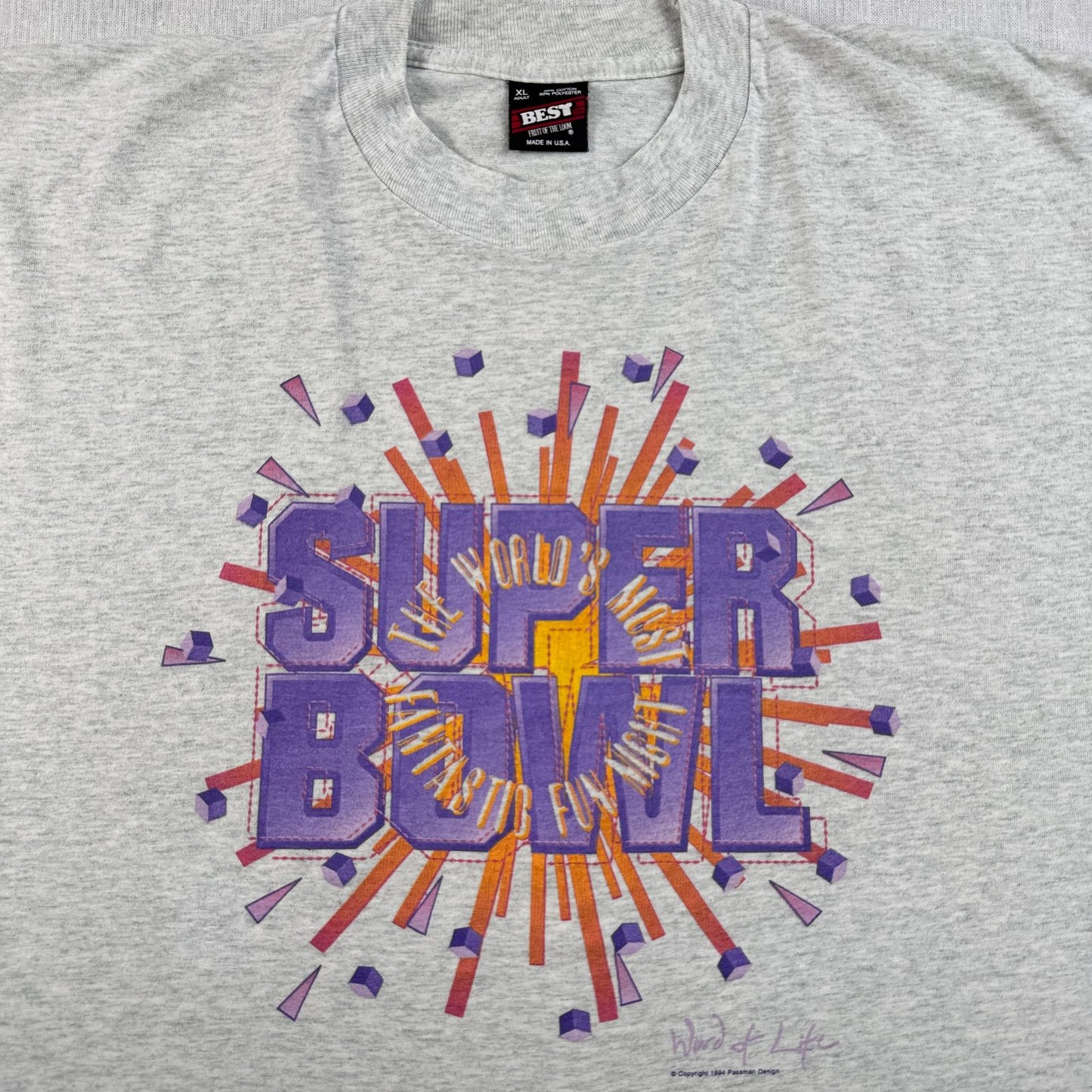 90s SUPER BOWL スーパーボウル Tシャツ グレー USA製 シングルステッチ 1994 XL o-u-2505-025