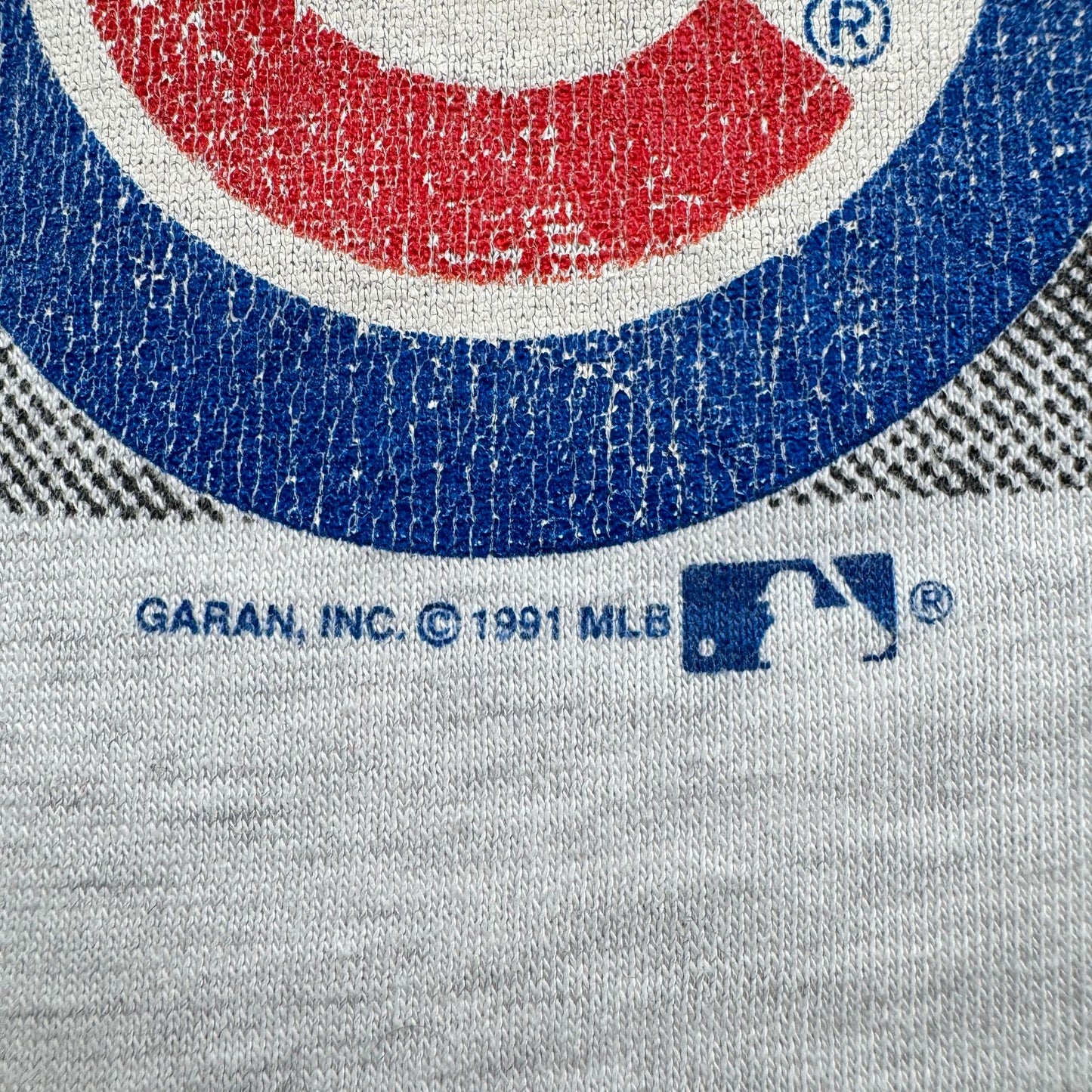 90s メジャーリーグ MLB シカゴ カブス CUBS USA製 グレー リンガー Tシャツ XL シングルステッチ o-u-2505-027