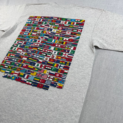 90s 企業T Tシャツ brockport 国旗 グレー USA製 GILDAN L o-u-2505-028