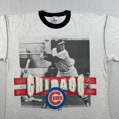 90s メジャーリーグ MLB シカゴ カブス CUBS USA製 グレー リンガー Tシャツ XL シングルステッチ o-u-2505-027