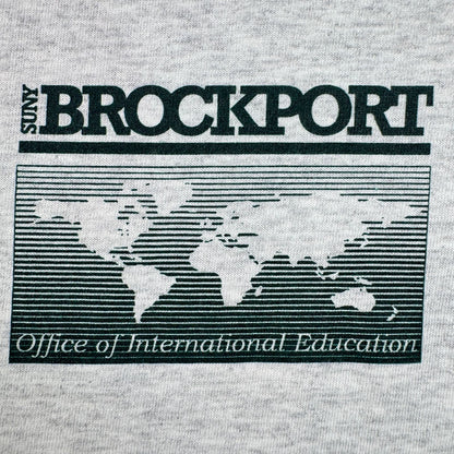 90s 企業T Tシャツ brockport 国旗 グレー USA製 GILDAN L o-u-2505-028