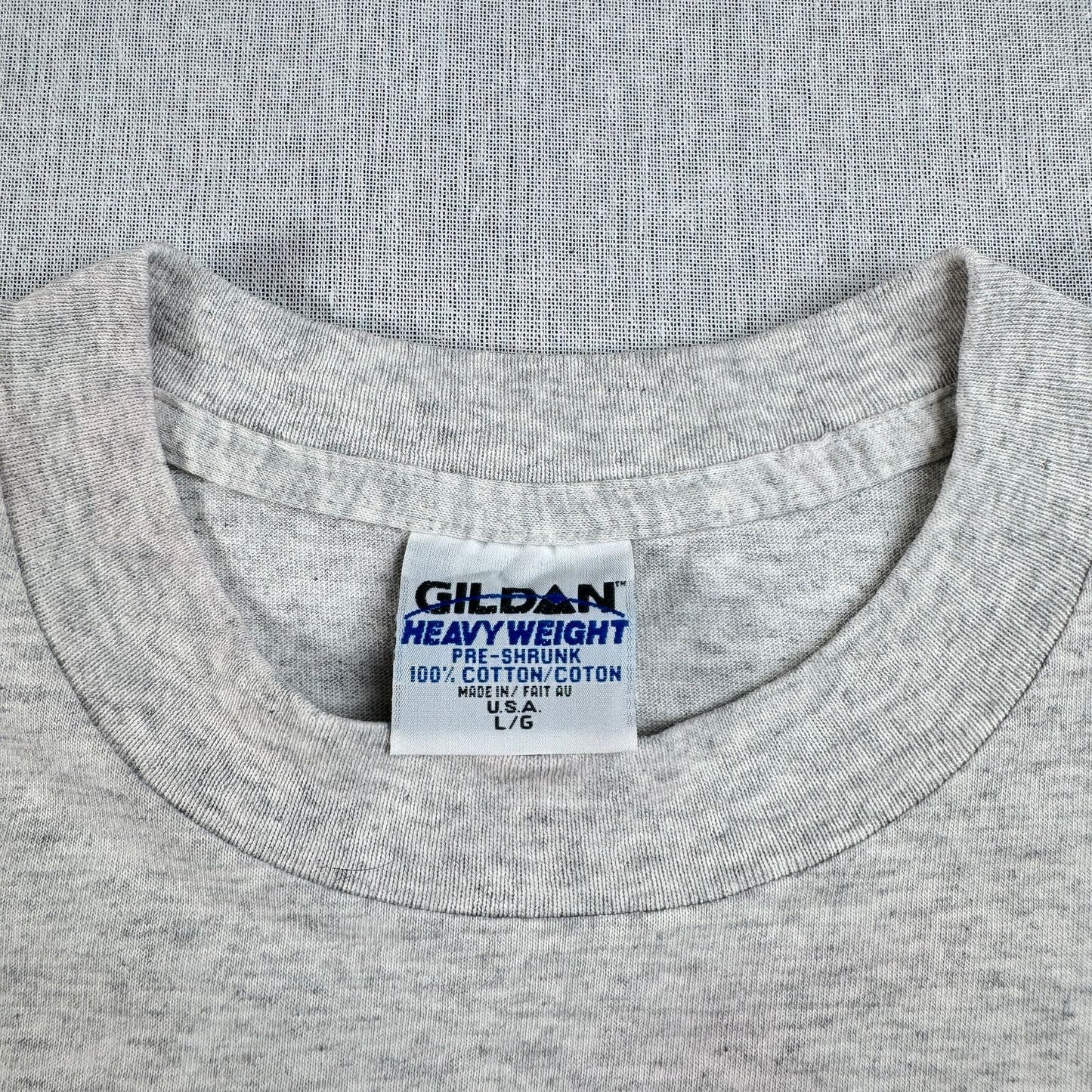 90s 企業T Tシャツ brockport 国旗 グレー USA製 GILDAN L o-u-2505-028