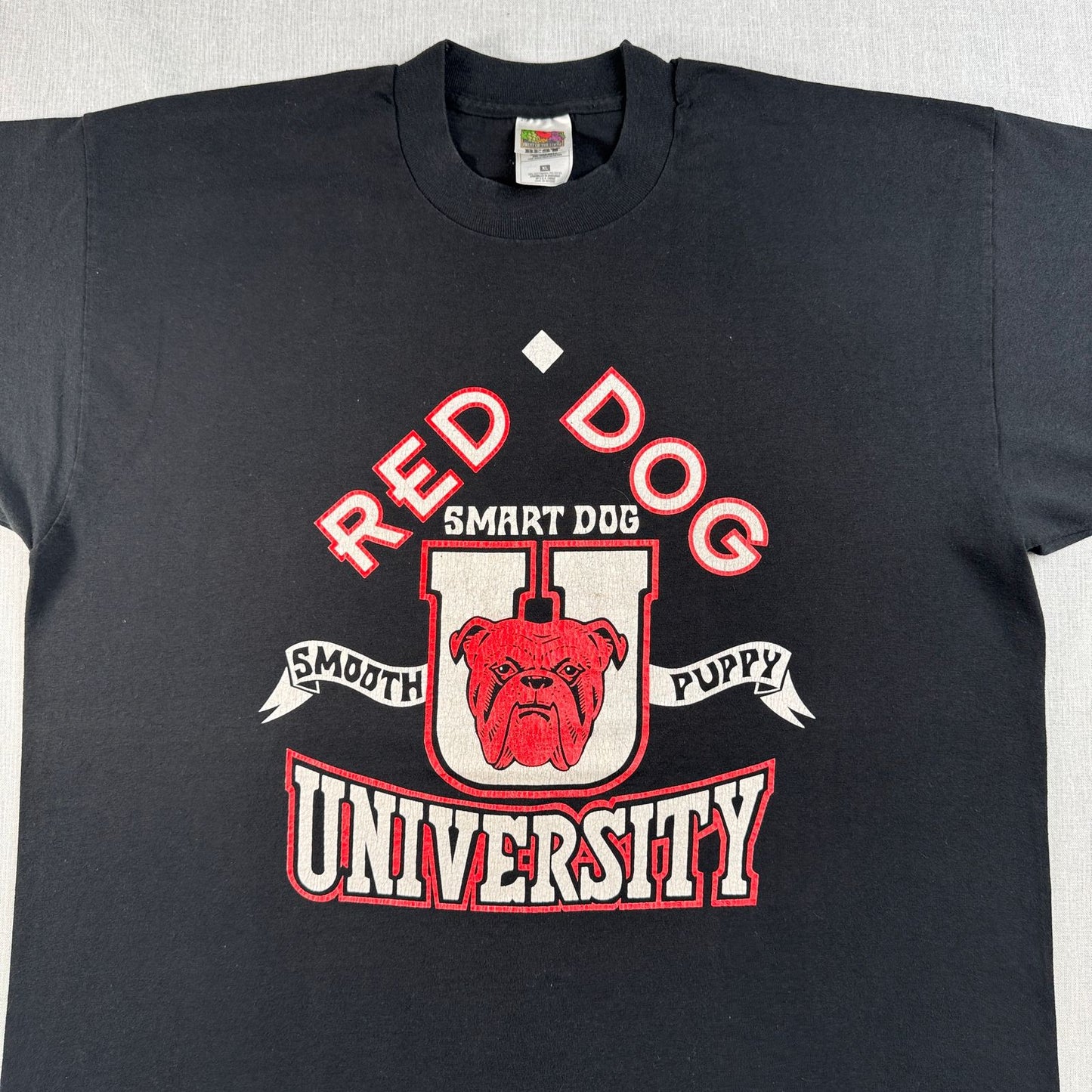 90s RED DOG univercity ブルドッグ 企業T 犬 Tシャツ 黒 XL シングルステッチ o-u-2505-029