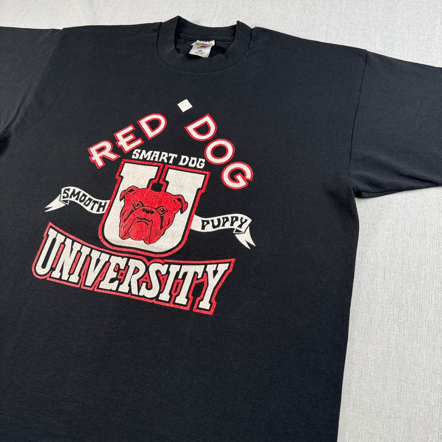 90s RED DOG univercity ブルドッグ 企業T 犬 Tシャツ 黒 XL シングルステッチ o-u-2505-029