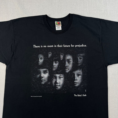 90s バハイ教 啓発T Tシャツ children of universe The Bahá'í Faith 黒 1994 子供 宗教 フルーツオブザルーム XL o-u-2505-031