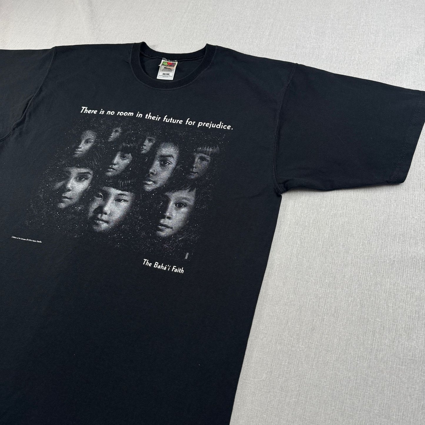 90s バハイ教 啓発T Tシャツ children of universe The Bahá'í Faith 黒 1994 子供 宗教 フルーツオブザルーム XL o-u-2505-031