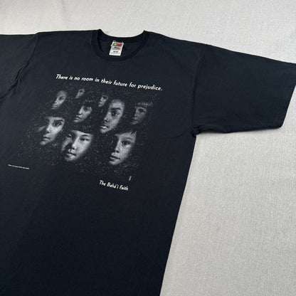 90s バハイ教 啓発T Tシャツ children of universe The Bahá'í Faith 黒 1994 子供 宗教 フルーツオブザルーム XL o-u-2505-031