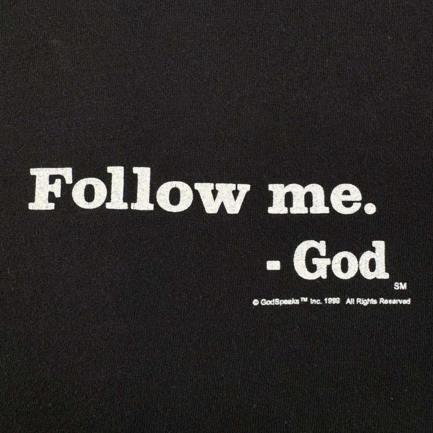 90s メッセージT Tシャツ アートT 黒 follow me God 黒 Godspeaks o-u-2505-036