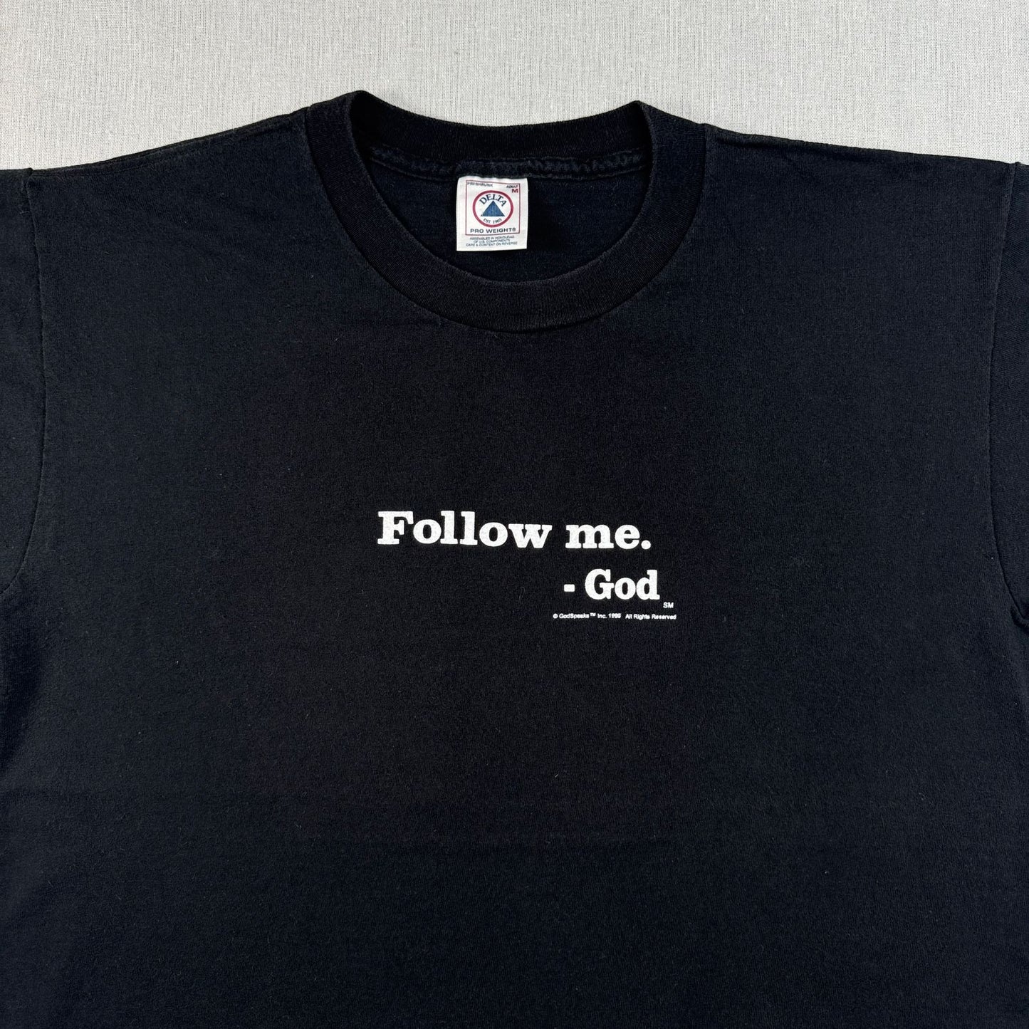 90s メッセージT Tシャツ アートT 黒 follow me God 黒 Godspeaks o-u-2505-036