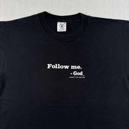 90s メッセージT Tシャツ アートT 黒 follow me God 黒 Godspeaks o-u-2505-036