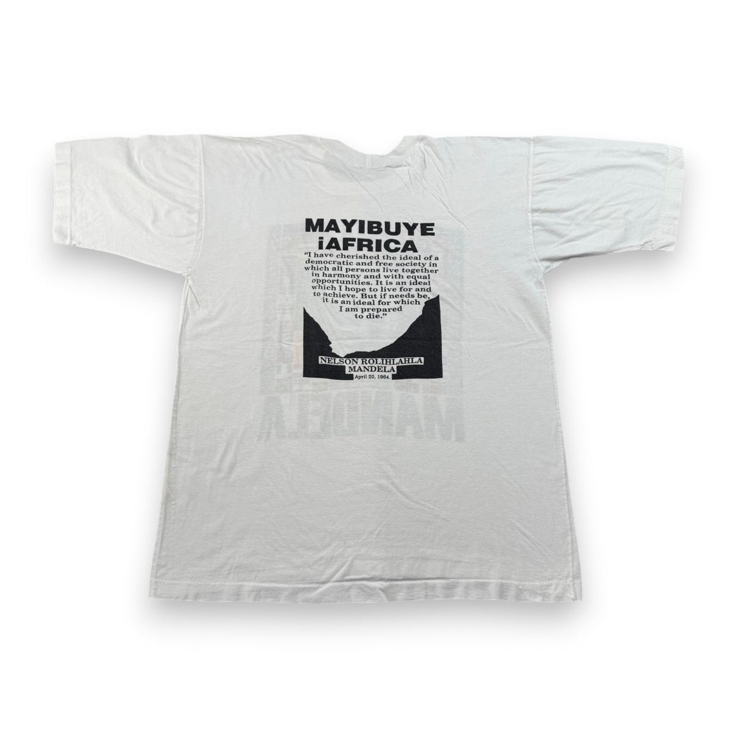 90s 偉人 Tシャツ ネルソンマンデラ 国旗 viva mandela 白 シングルステッチ o-u-2505-038