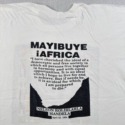 90s 偉人 Tシャツ ネルソンマンデラ 国旗 viva mandela 白 シングルステッチ o-u-2505-038