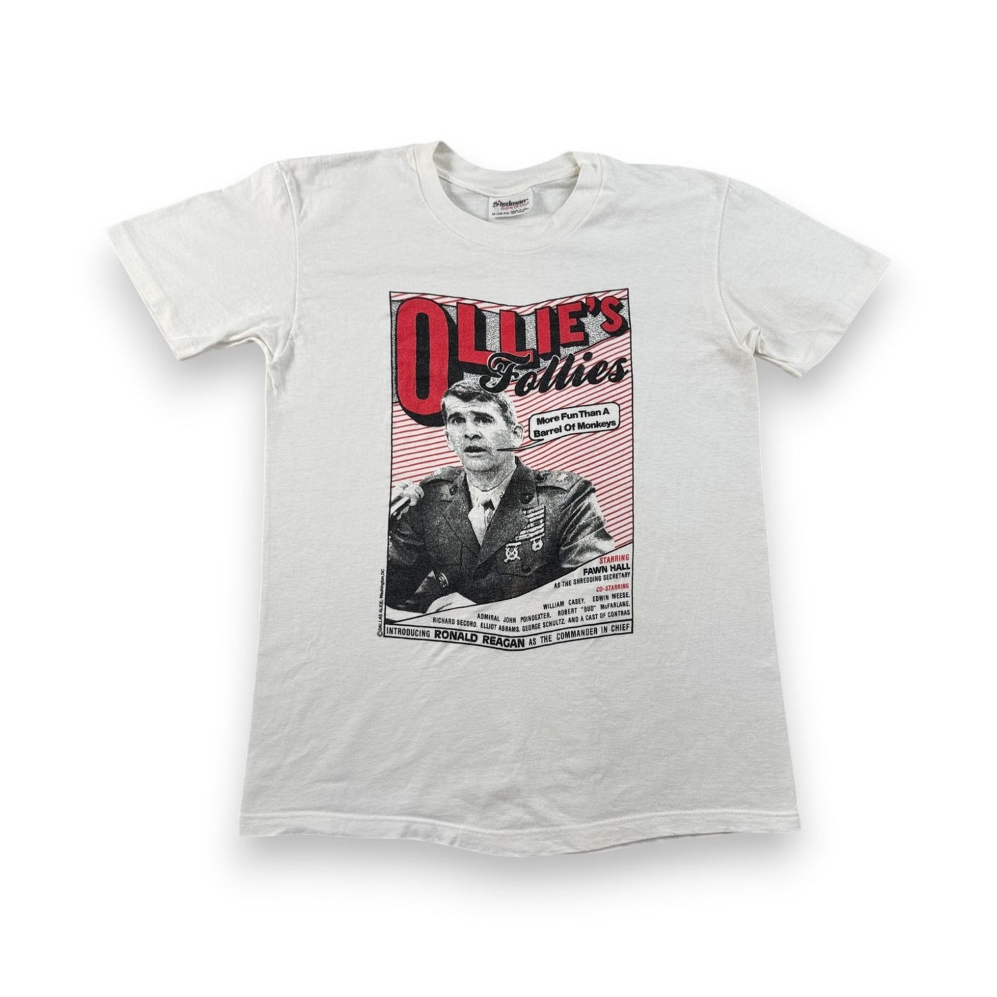 80s 90s Ollie's Follies イランコントラ事件 政治風刺Tシャツ USA製 M stedman シングルステッチ o-u-2505-039