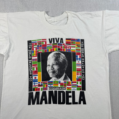 90s 偉人 Tシャツ ネルソンマンデラ 国旗 viva mandela 白 シングルステッチ o-u-2505-038