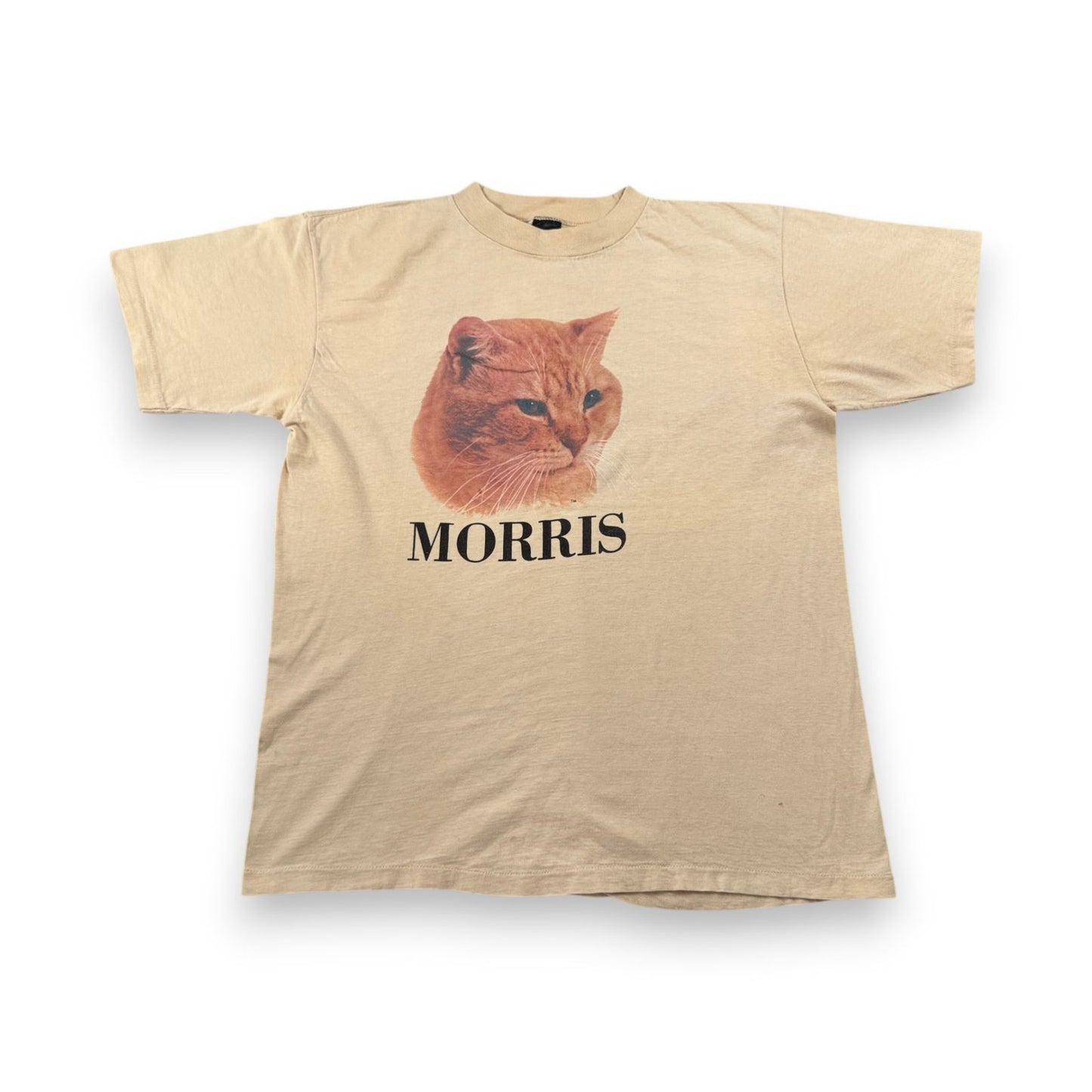 80s 90s MORRIS モリス 猫 Tシャツ クリーム ベージュ USA製 anvil XL シングルステッチ o-u-2505-041