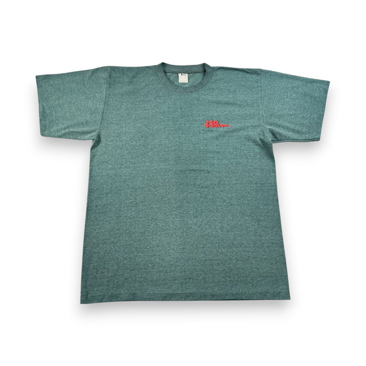 90s NO FEAR Tシャツ サーフ オールドサーフ オールドスケート ノーフィア ノーフィアー 緑 霜降り シングルステッチ カーキ o-u-2505-042