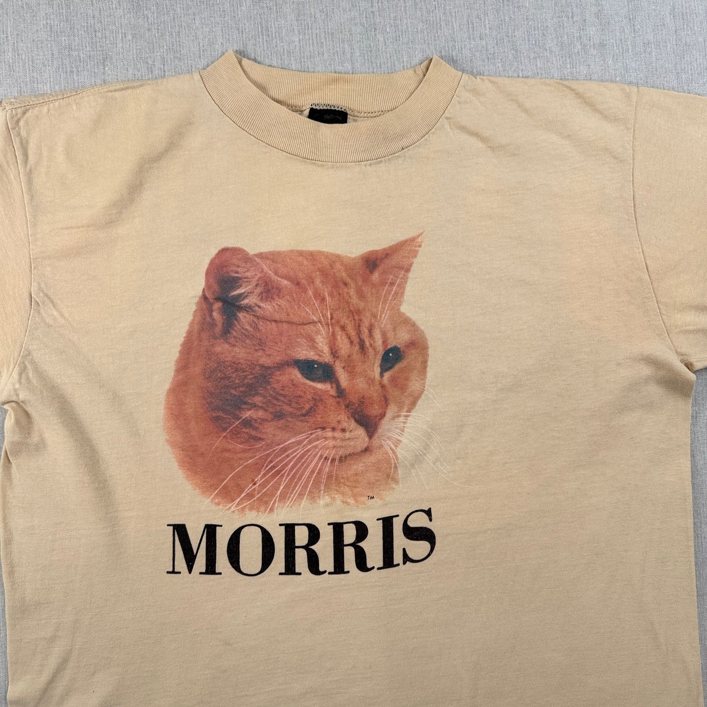 80s 90s MORRIS モリス 猫 Tシャツ クリーム ベージュ USA製 anvil XL シングルステッチ o-u-2505-041