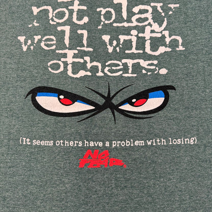90s NO FEAR Tシャツ サーフ オールドサーフ オールドスケート ノーフィア ノーフィアー 緑 霜降り シングルステッチ カーキ o-u-2505-042