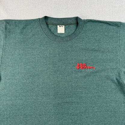 90s NO FEAR Tシャツ サーフ オールドサーフ オールドスケート ノーフィア ノーフィアー 緑 霜降り シングルステッチ カーキ o-u-2505-042