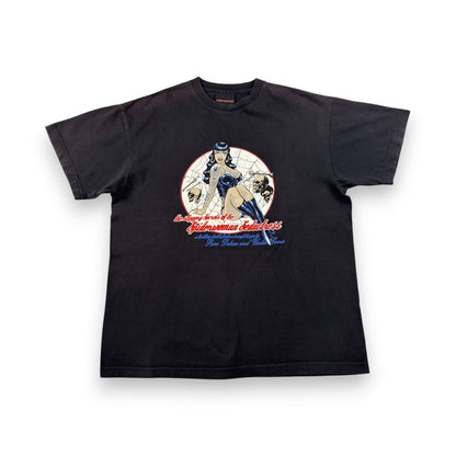 90s 00s ベティペイジ Fashion Victim PORN DELUXE Tシャツ Spiderwoman Seductress ローブロウアート ピンナップガール M o-u-2505-043