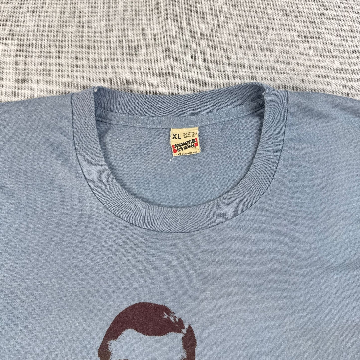 80s USA製 Fred Rogers フレッドロジャース Tシャツ 水色 can you say FUCK IT XL シングルステッチ メッセージT スクリーンスターズ o-u-2505-045