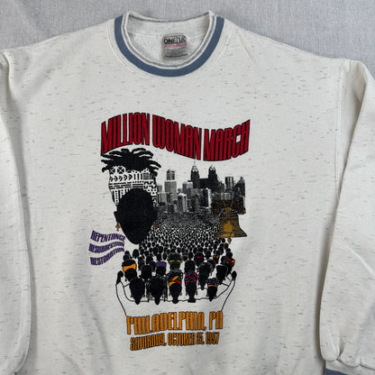 90s Million Woman March 当時物 スウェット トレーナー USA製 ONEITA XL 公民権 フィラデルフィア 1997 ミリオンウーマンマーチ ブラックヒストリー o-x-2505-003