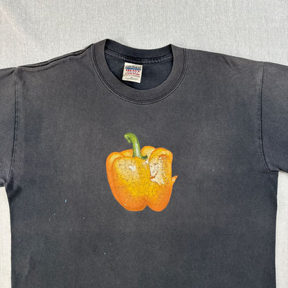 90s Iron Chef 料理の鉄人 パプリカ Tシャツ フェード 黒 M fuji television inc. o-x-2505-005