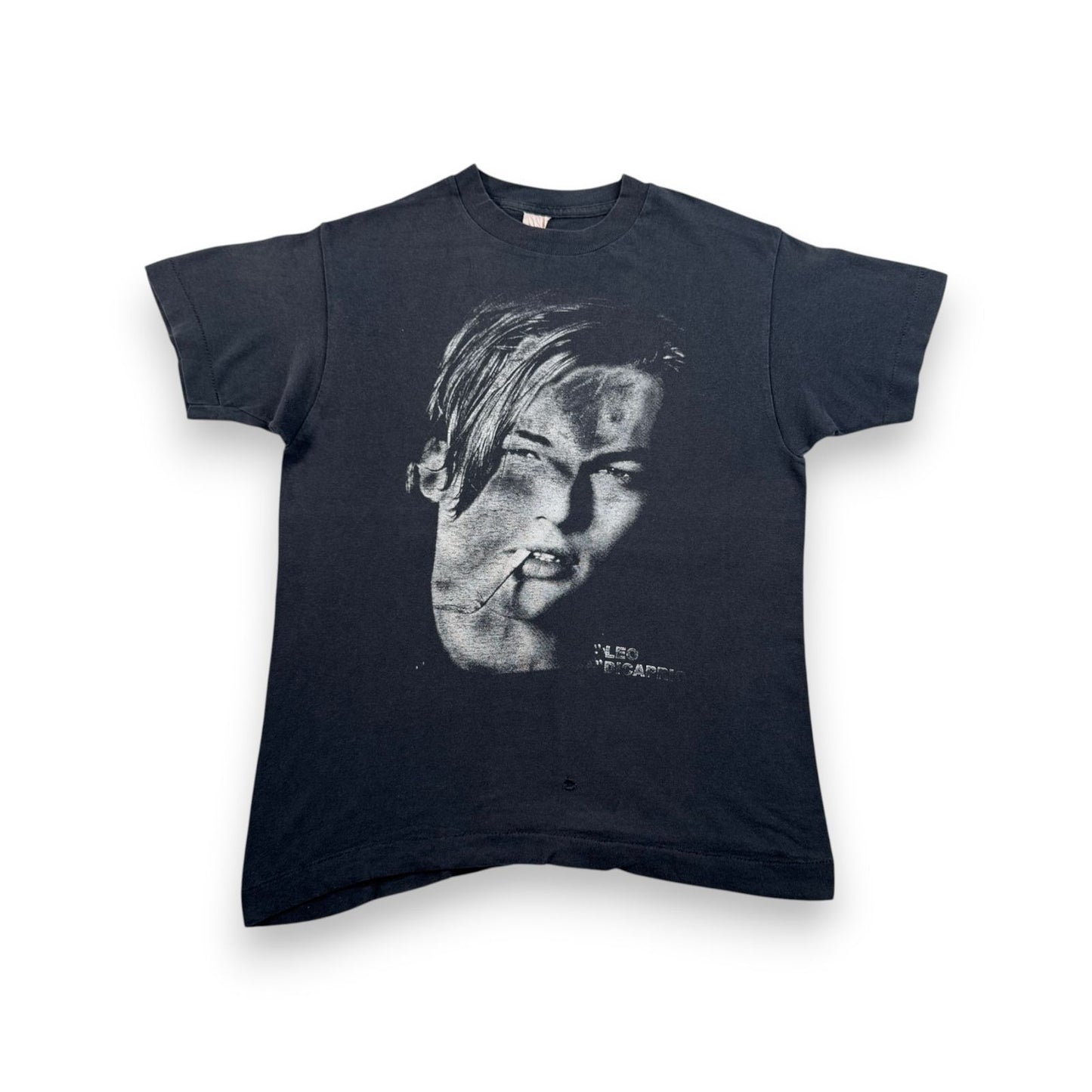 90s レオナルド デカプリオ Tシャツ 映画T タイタニック ブラック Leonardo DiCaprio フェード シングルステッチ 2603-0004