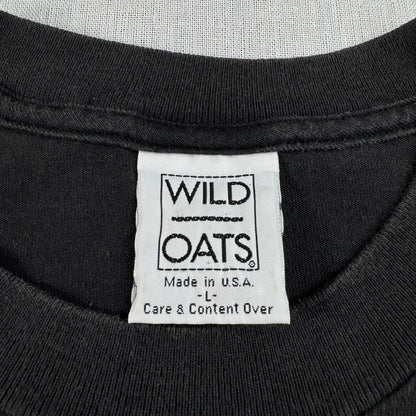 90s ガンズアンドローゼス 銃弾 Tシャツ 総柄 USA製 L バンT 黒 L USA WILD OATS ワイルドオーツ Guns N' Roses 音楽 ロック トランプ 拳銃 銃痕 1991 ガンズ 2603-0002
