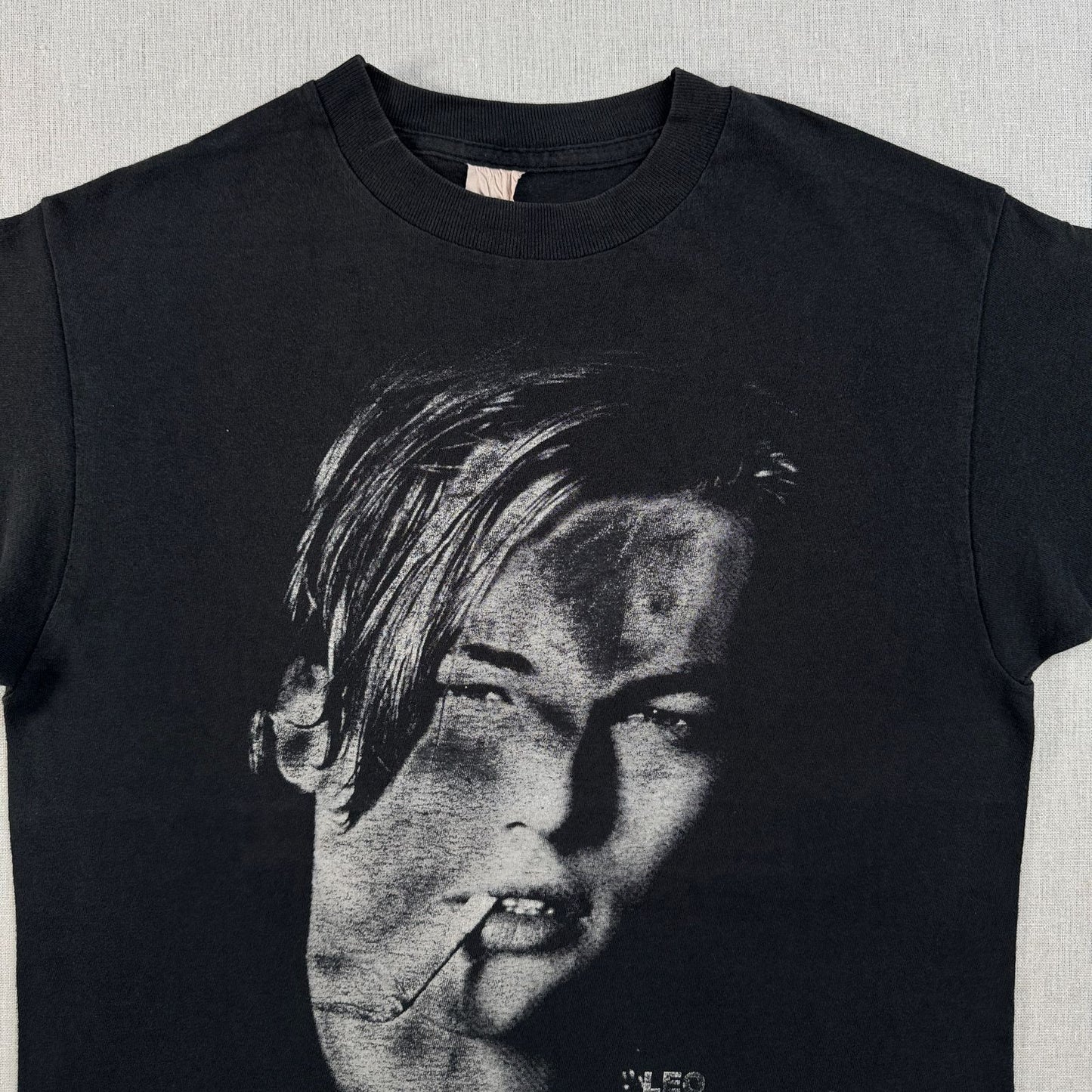 90s レオナルド デカプリオ Tシャツ 映画T タイタニック ブラック Leonardo DiCaprio フェード シングルステッチ 2603-0004