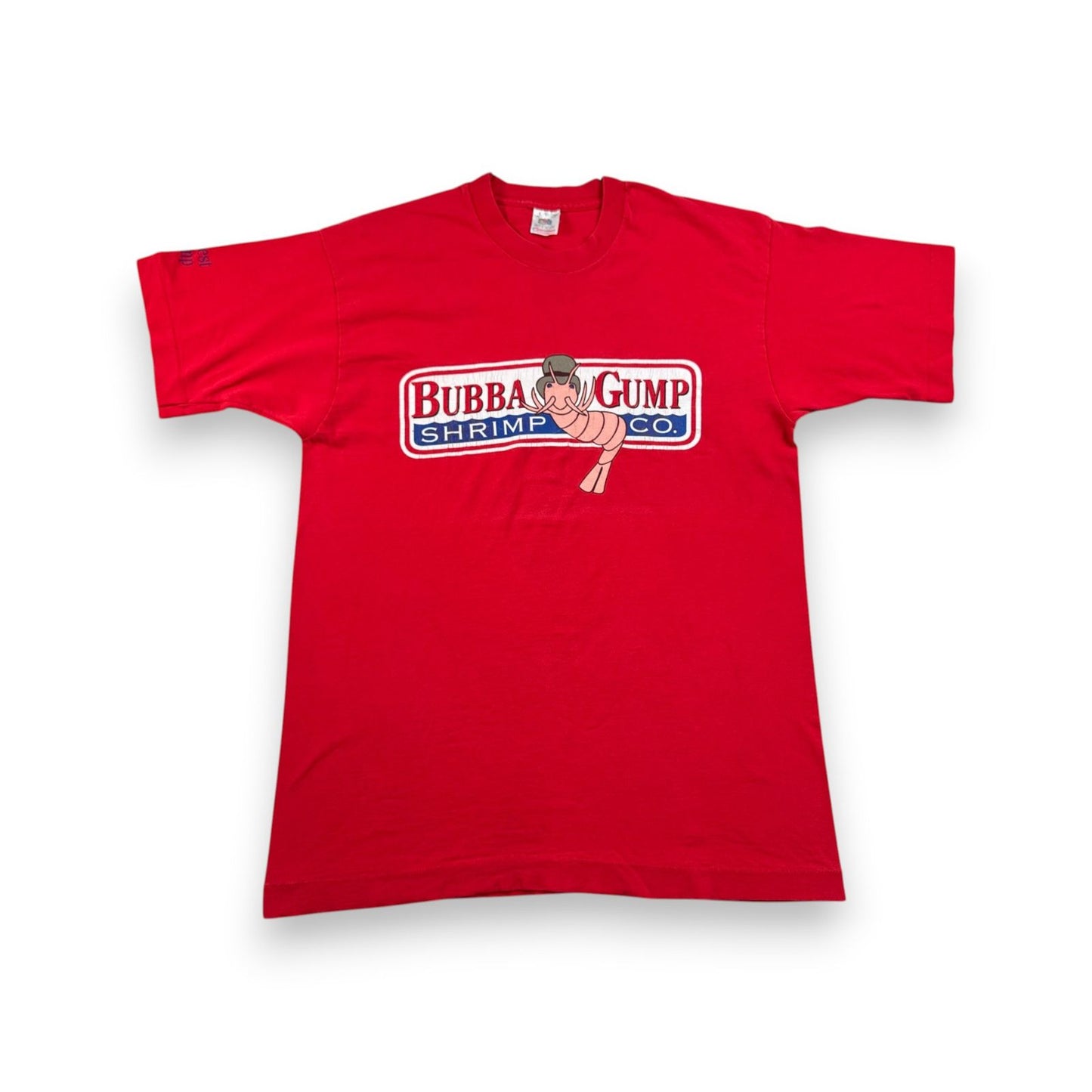 90s フォレストガンプ 赤 USA製 Tシャツ L 映画T bubba gump えび シングルステッチ 2603-0006