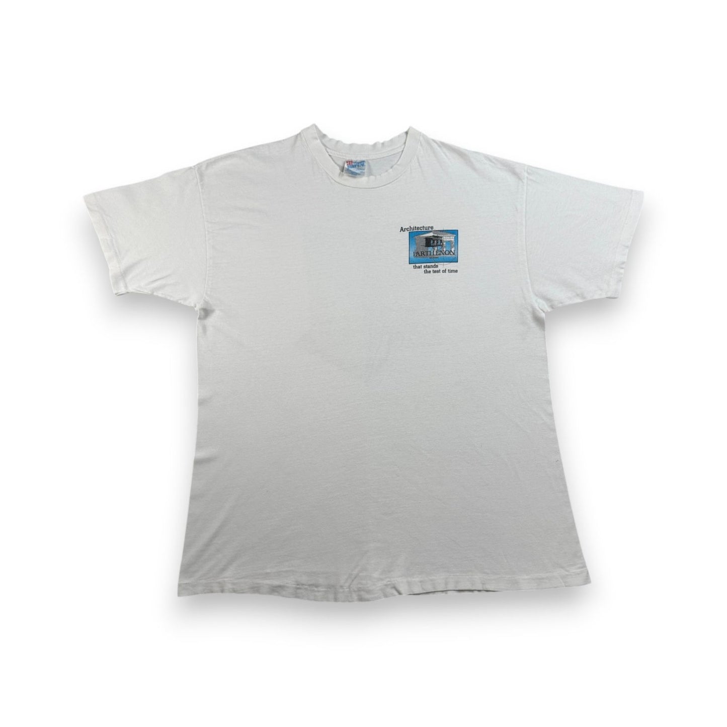 90s USA製 東芝 パルテノン神殿 ホワイト 企業T Hanes XL Tシャツ toshiba 2603-0008
