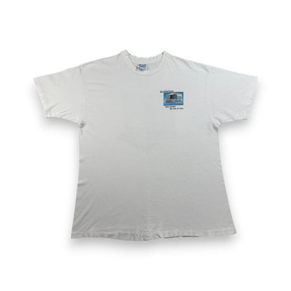 90s USA製 東芝 パルテノン神殿 ホワイト 企業T Hanes XL Tシャツ toshiba 2603-0008