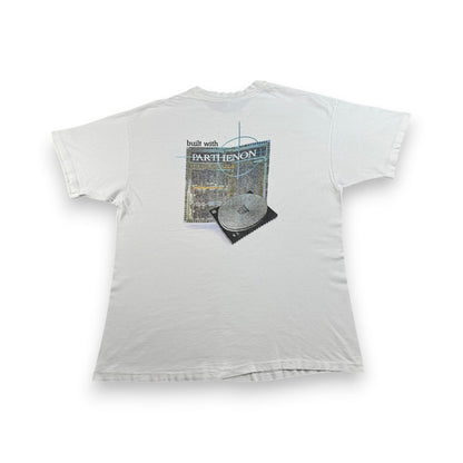 90s USA製 東芝 パルテノン神殿 ホワイト 企業T Hanes XL Tシャツ toshiba 2603-0008