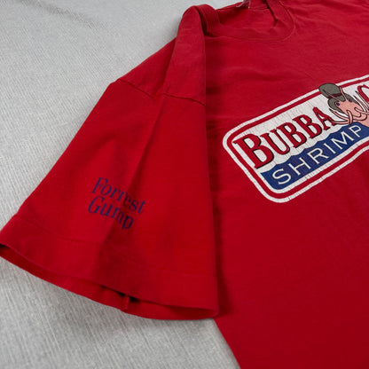 90s フォレストガンプ 赤 USA製 Tシャツ L 映画T bubba gump えび シングルステッチ 2603-0006