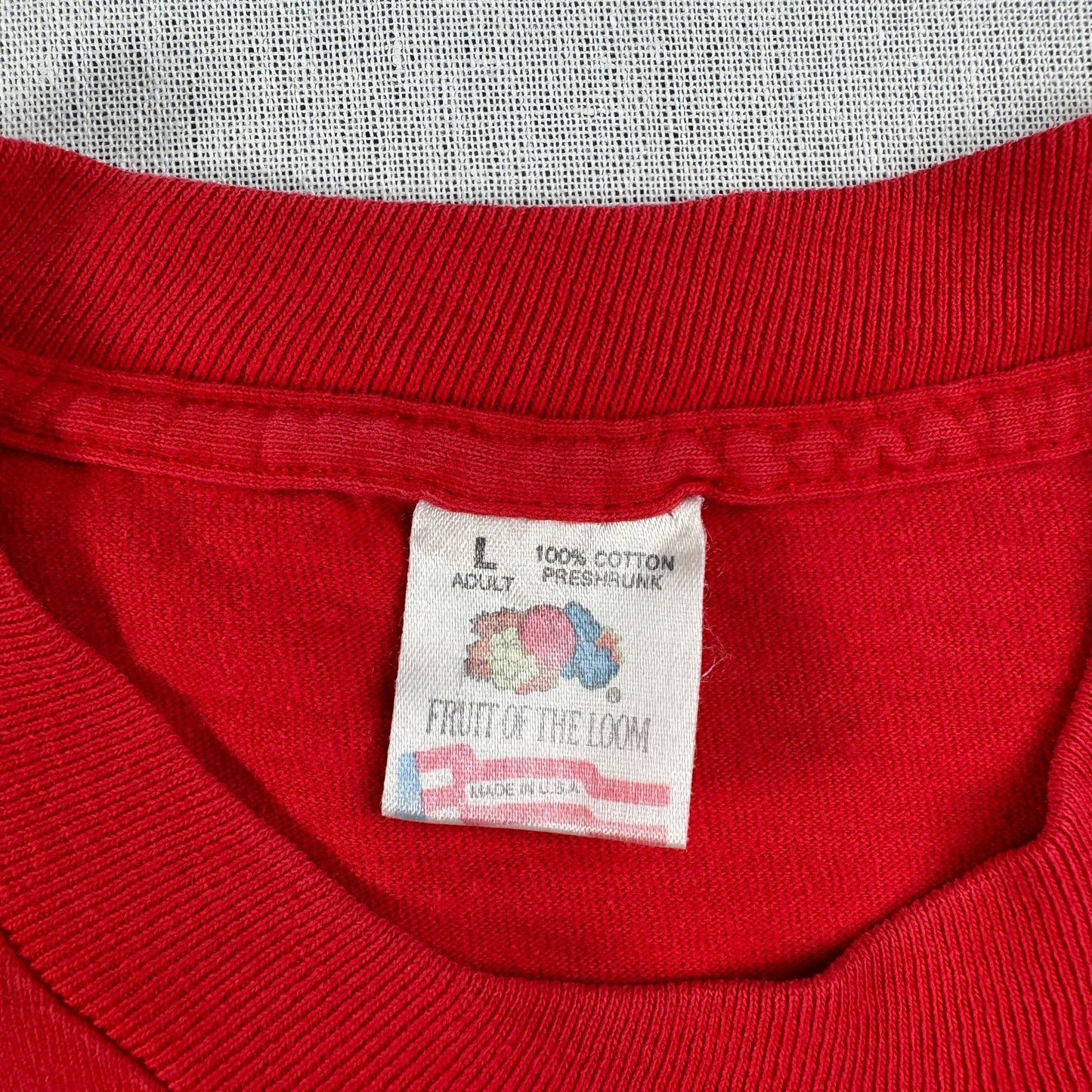 90s フォレストガンプ 赤 USA製 Tシャツ L 映画T bubba gump えび シングルステッチ 2603-0006