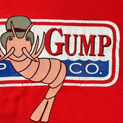 90s フォレストガンプ 赤 USA製 Tシャツ L 映画T bubba gump えび シングルステッチ 2603-0006