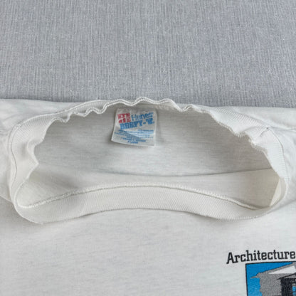 90s USA製 東芝 パルテノン神殿 ホワイト 企業T Hanes XL Tシャツ toshiba 2603-0008