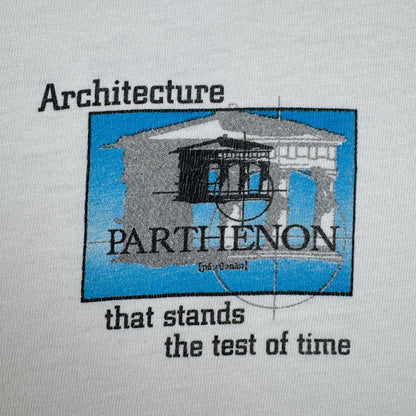 90s USA製 東芝 パルテノン神殿 ホワイト 企業T Hanes XL Tシャツ toshiba 2603-0008