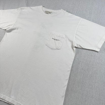90s BANANA REPUBLIC Tシャツ ポケT USA製 カメレオン トカゲ アニマル 動物 M シングルステッチ 白 2603-0009