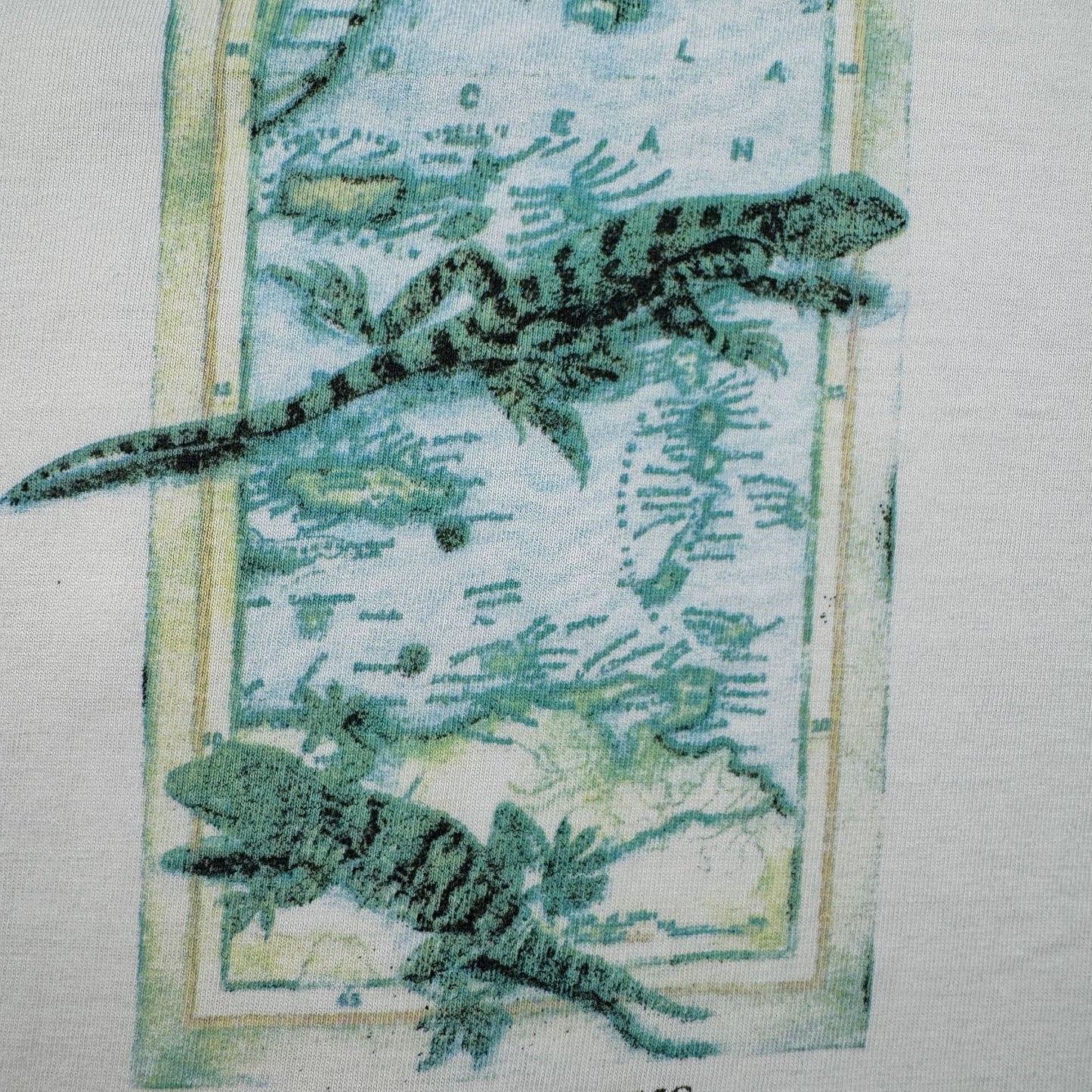 90s BANANA REPUBLIC Tシャツ ポケT USA製 カメレオン トカゲ アニマル 動物 M シングルステッチ 白 2603-0009