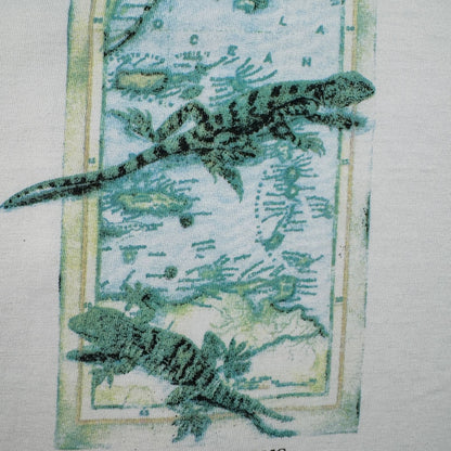 90s BANANA REPUBLIC Tシャツ ポケT USA製 カメレオン トカゲ アニマル 動物 M シングルステッチ 白 2603-0009