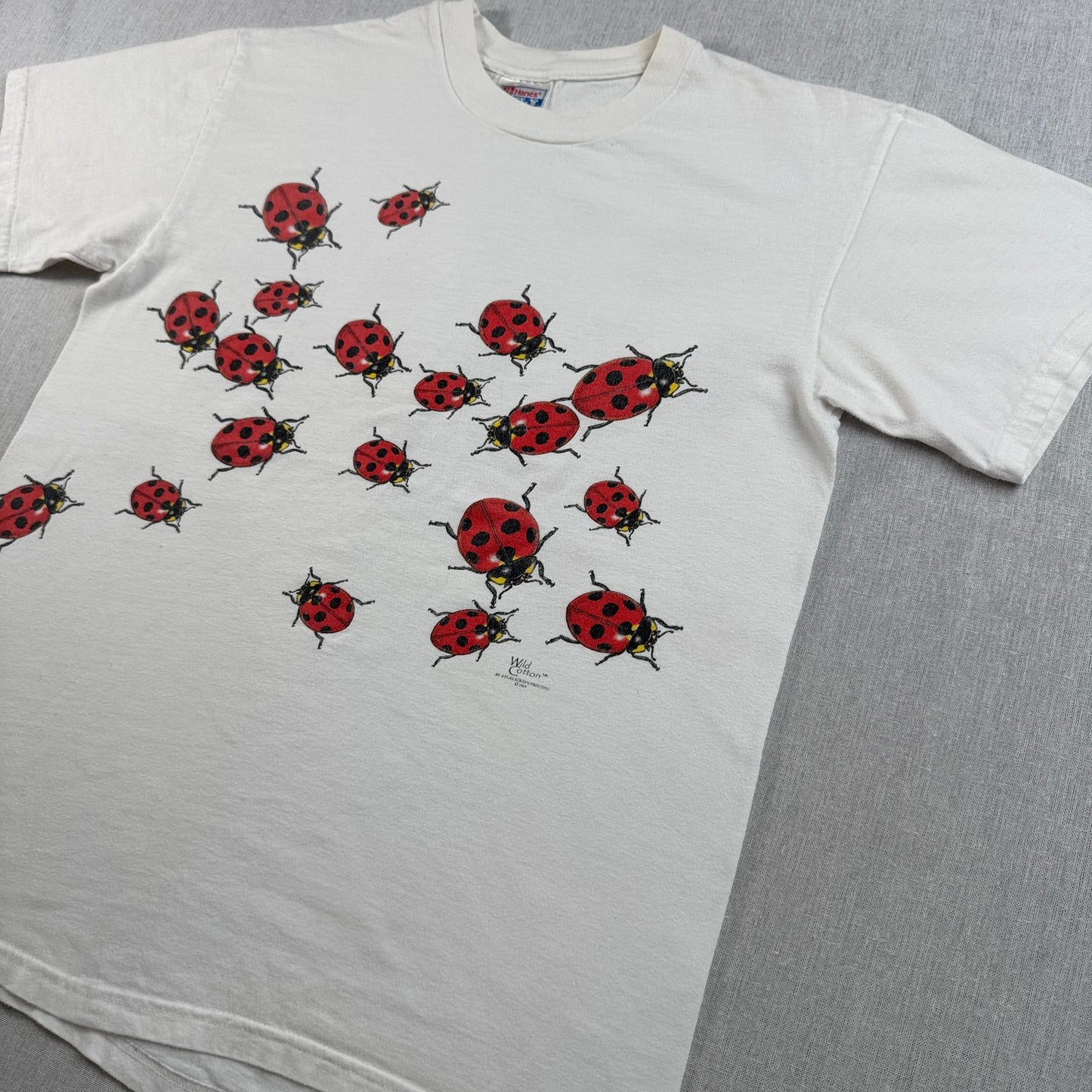 90s wild cotton てんとう虫 昆虫 Tシャツ ホワイト M 2603-0011