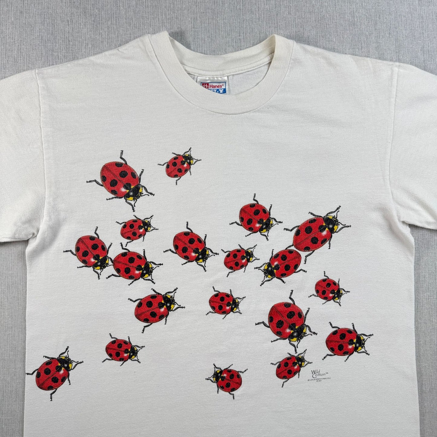 90s wild cotton てんとう虫 昆虫 Tシャツ ホワイト M 2603-0011