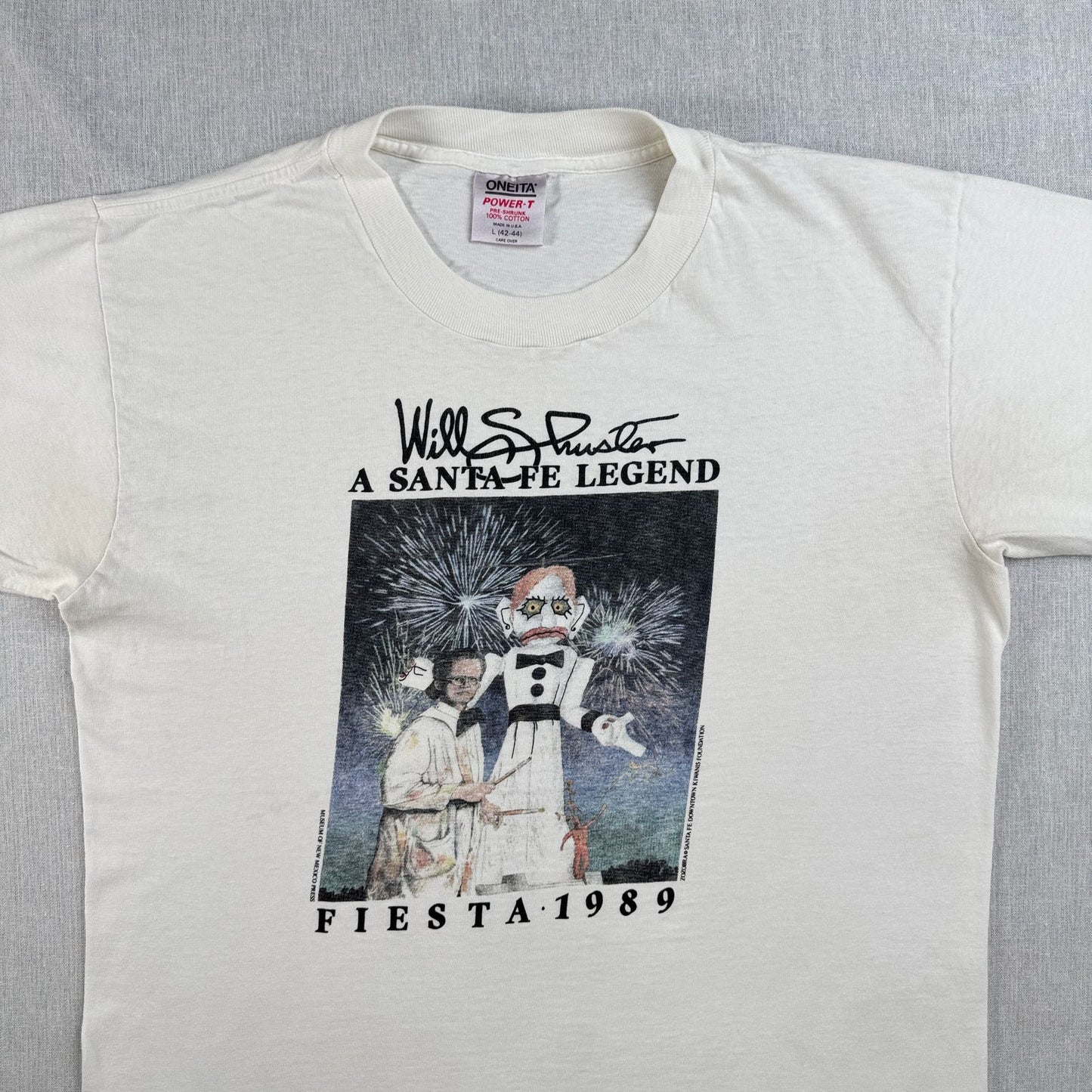 80s USA製 Tシャツ アートT サンタフェ 白 L ONEITA zozobra シングルステッチ 2603-0018