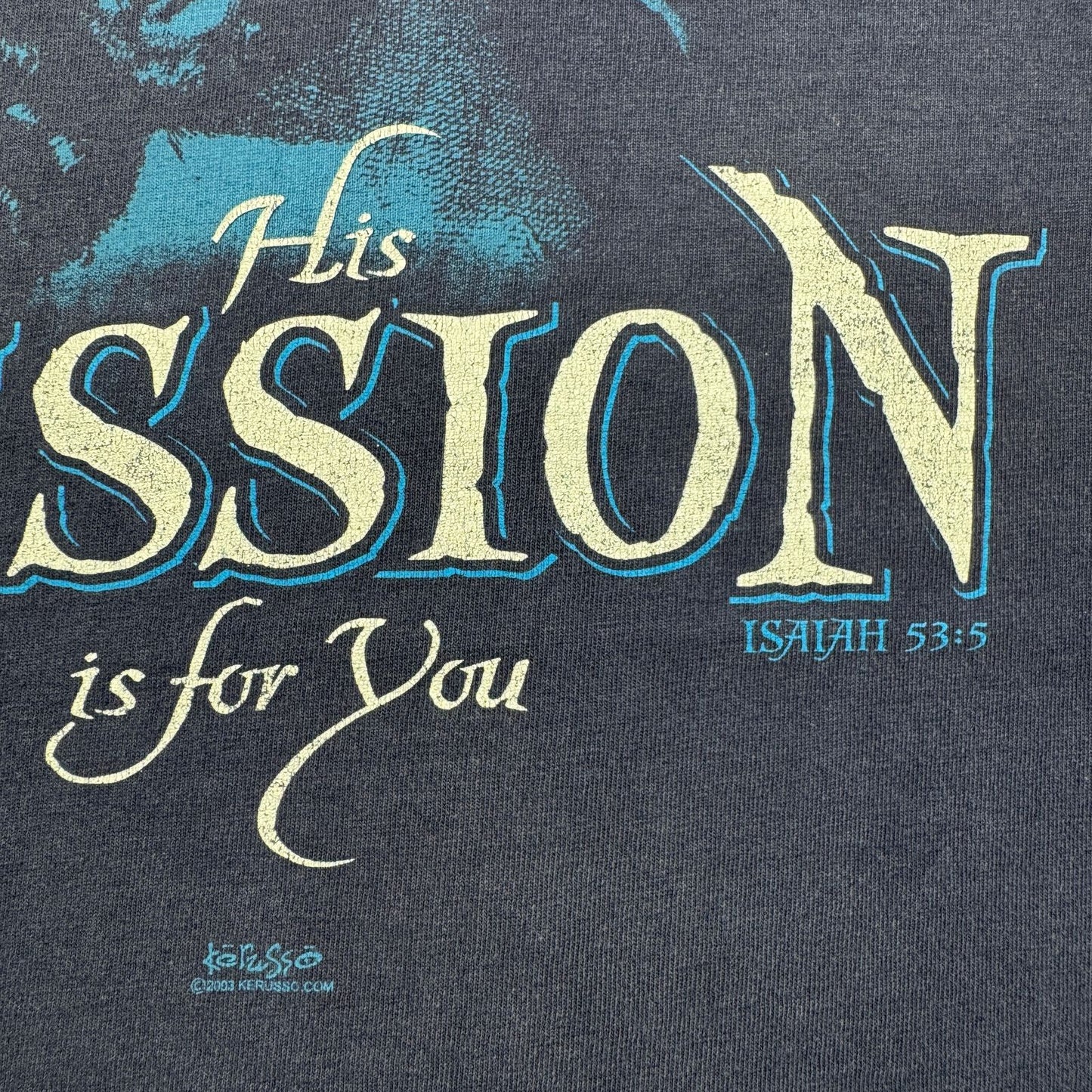 00s ジーザス キリスト Tシャツ ネイビー Passion M USA 2603-0012