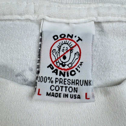 90s Dont panic ドントパニック オールドスケート Tシャツ ポップアート USA製 L 原始家族 パロディ シングルステッチ 1994 2603-0020
